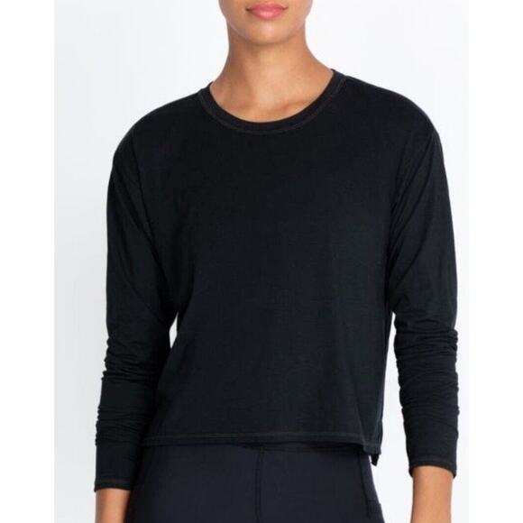NWT‎ Johnny Was Calme Effect Long Sleeve Black T-Shirt Women Size Large Lounge - Picture 1 of 7